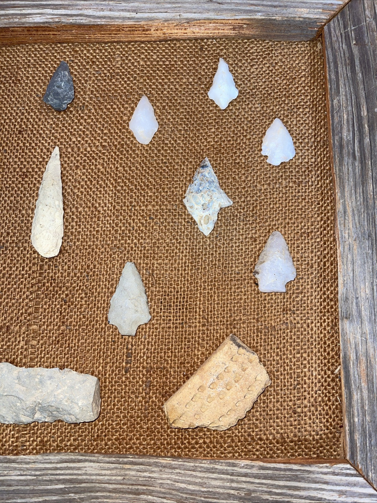 Native American Arrowheads collection in the Frame