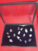 Native American Artifacts Arrowheads Lot 16 Points w/12”x8.5” Frame. #8