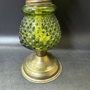 Vintage Made In Hong Kong,  Small Green Glass Oil Lamp 10" Tall