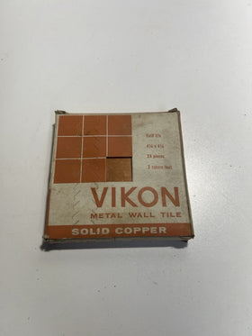 Vintage VIKON Solid Copper Metal Wall Tiles – 24 pcs, 4 ¼” x 4 ¼”, Retro Decor