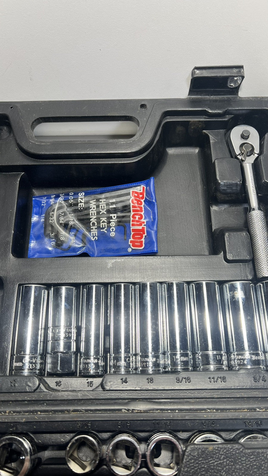 BenchTop 100-Piece Mechanics Tool Set. 1 Piece Lost