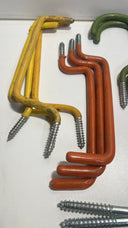 USED Assorted Vinyl Screw in ladder hooks & Large Utility Storage screw in hooks