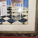 Vintage C. Winterle Olson Print Framed Rustic Kitchen Table Scene GUC
