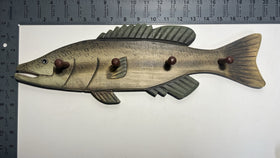 Vintage Hand-Carved Wooden Fish Coat Rack - Cabin & Lake House Decor 18”