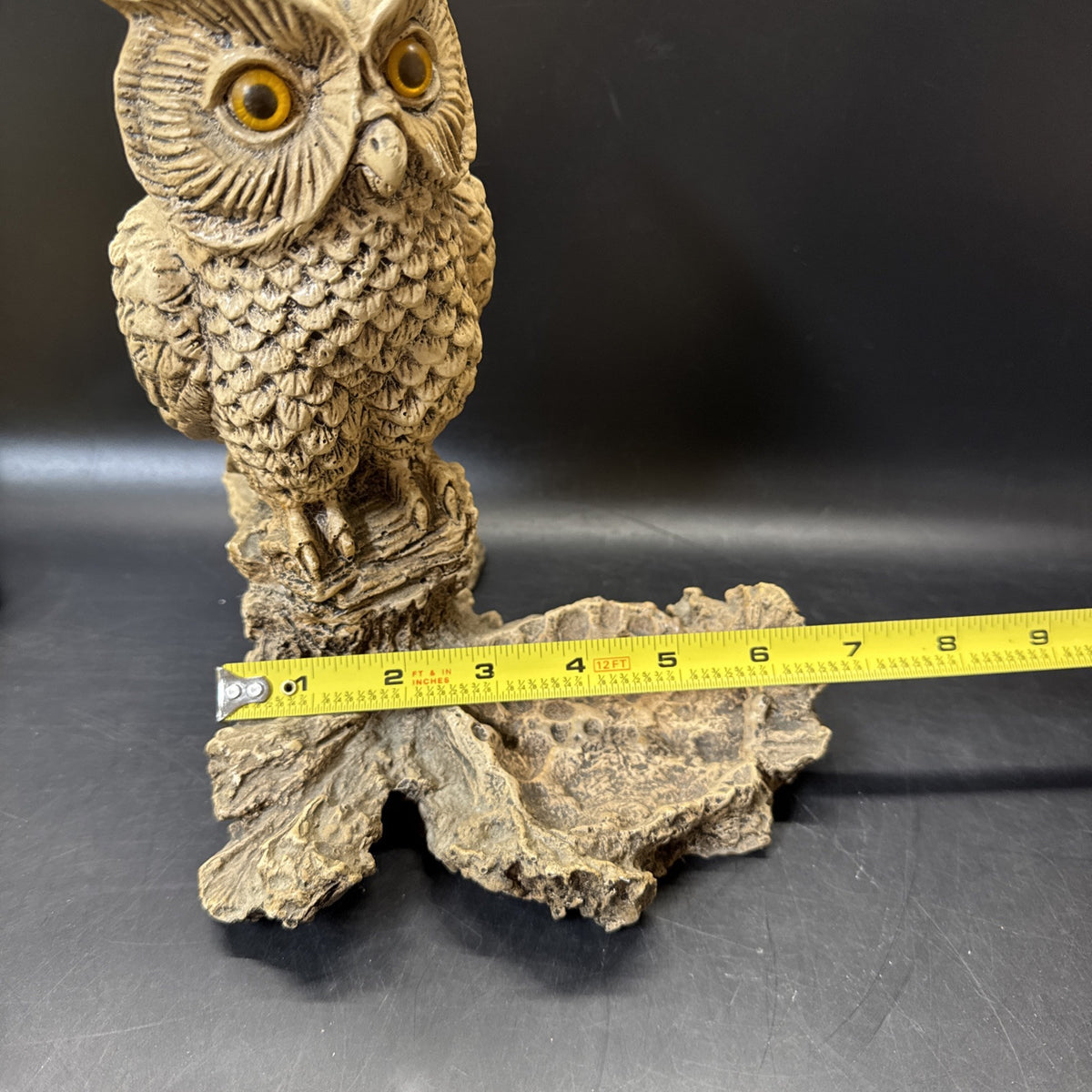 Vintage Pompadour AF 77 Owl on Branch Candle Holder Figurine Faux Wood Resin