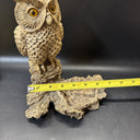 Vintage Pompadour AF 77 Owl on Branch Candle Holder Figurine Faux Wood Resin