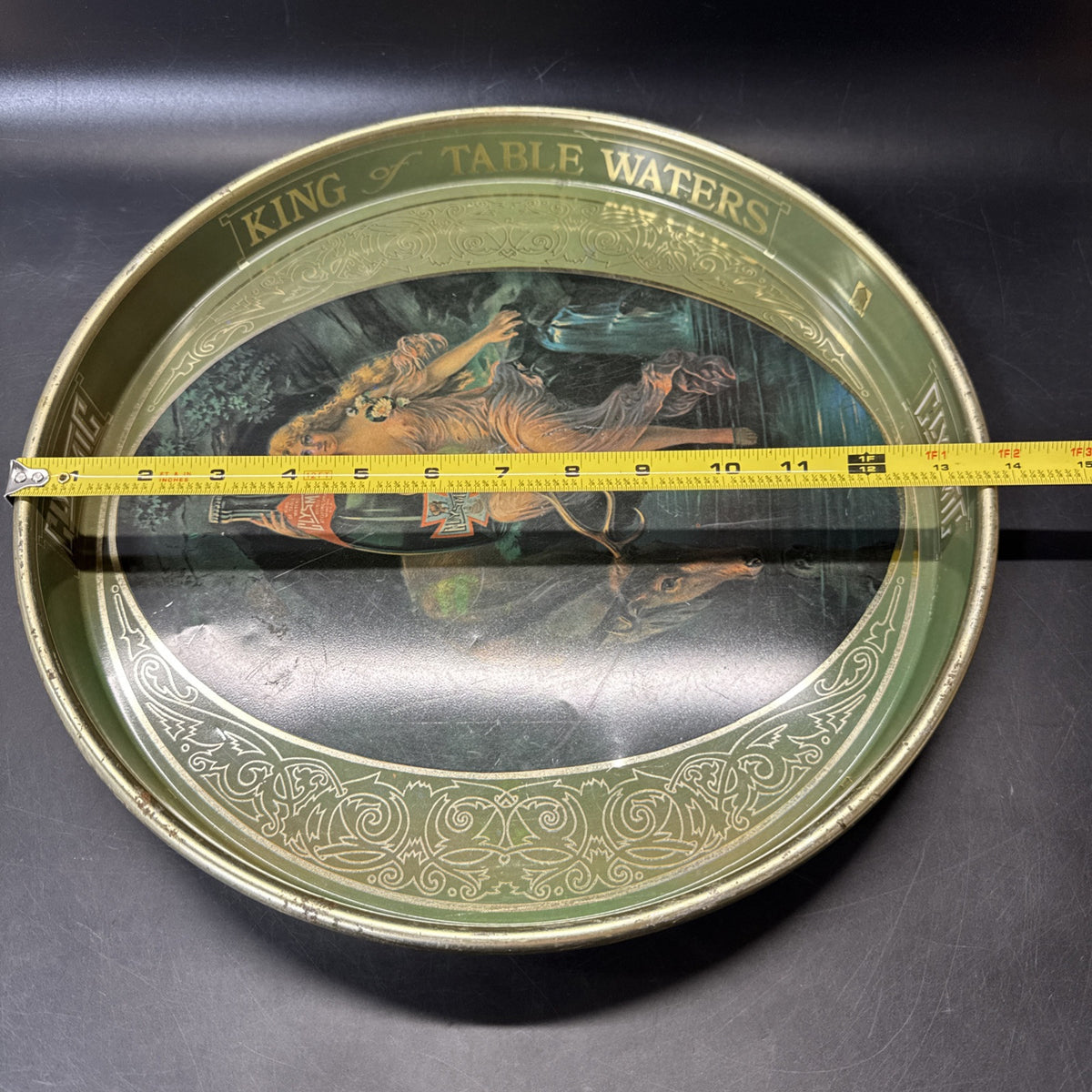 Vintage Clysmic King Of Table Waters Metal Serving Tray 14” Platter
