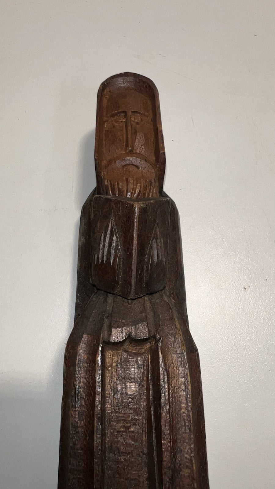 Vintage Hand-Carved Wooden Monk Statue 15” – Religious Folk Art Mexico