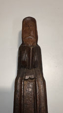 Vintage Hand-Carved Wooden Monk Statue 15” – Religious Folk Art Mexico