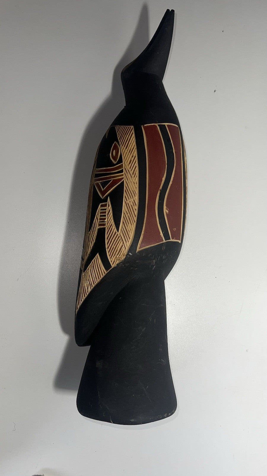 African Tribal Carved Wooden Bird Sculpture - Handcrafted Ethnic Art Décor