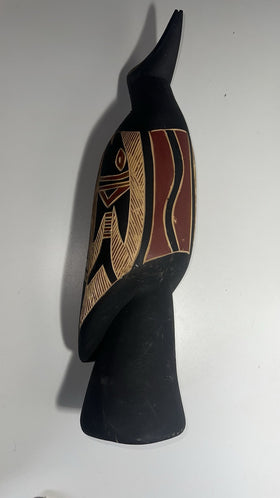 African Tribal Carved Wooden Bird Sculpture - Handcrafted Ethnic Art Décor