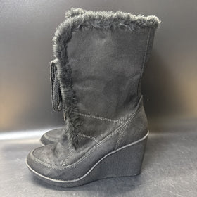 Route 66 Tawney Black Suede Look Wedge Heel Boots Women's Size 8.5M/ Used