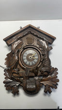 Vintage Black Forest German Hunter Cuckoo Wall Clock - Deer & Game Theme Unteste