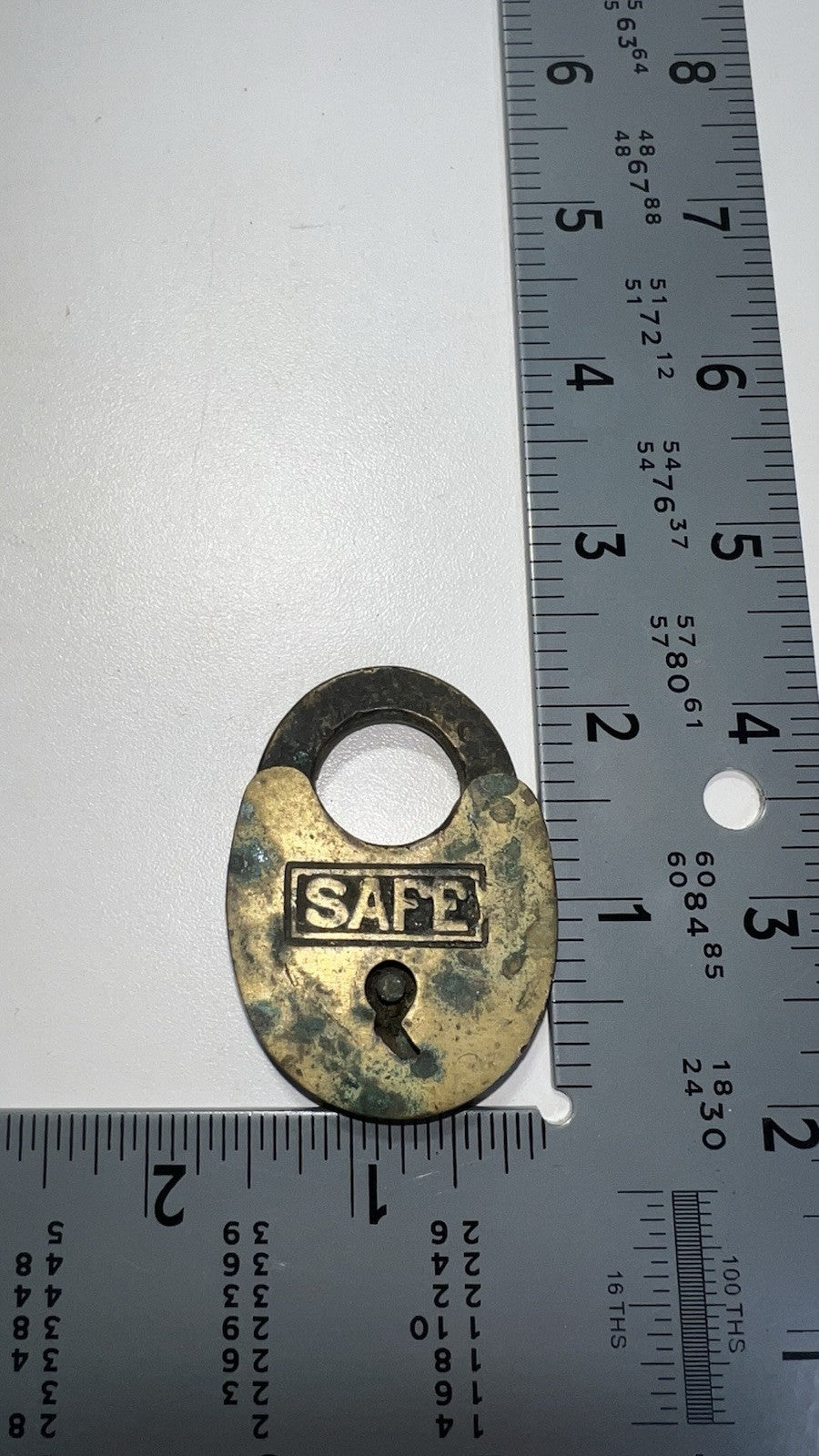 ANTIQUE "SAFE" BRASS PADLOCK  OLD VINTAGE LOCK NO KEY