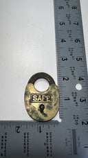 ANTIQUE "SAFE" BRASS PADLOCK  OLD VINTAGE LOCK NO KEY