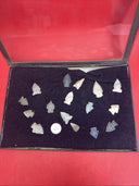Native American Artifacts Arrowheads Lot 16 Points w/12”x8.5” Frame. #8