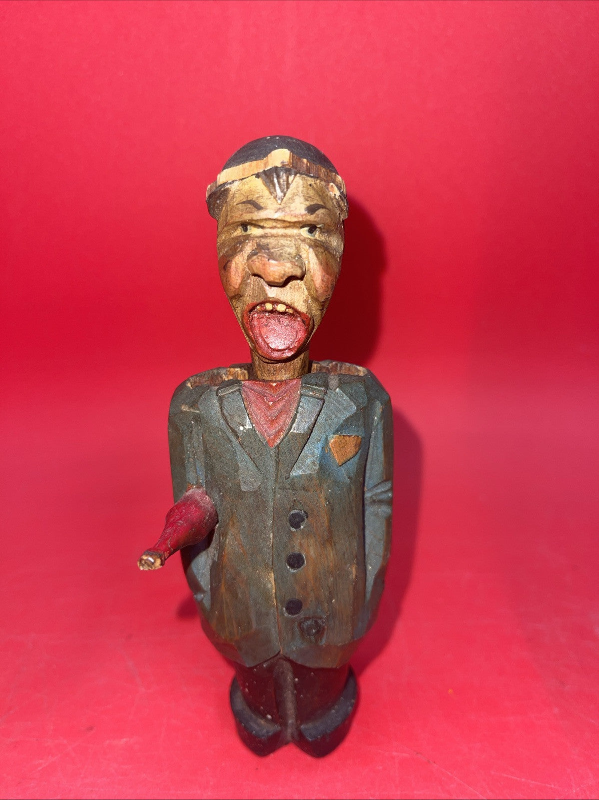 Vintage  Wood Hand Carved Bottle Opener Full Figure  Collectors