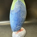 Hand Carved Wood And Clay Bird Sculpture 13” Tall