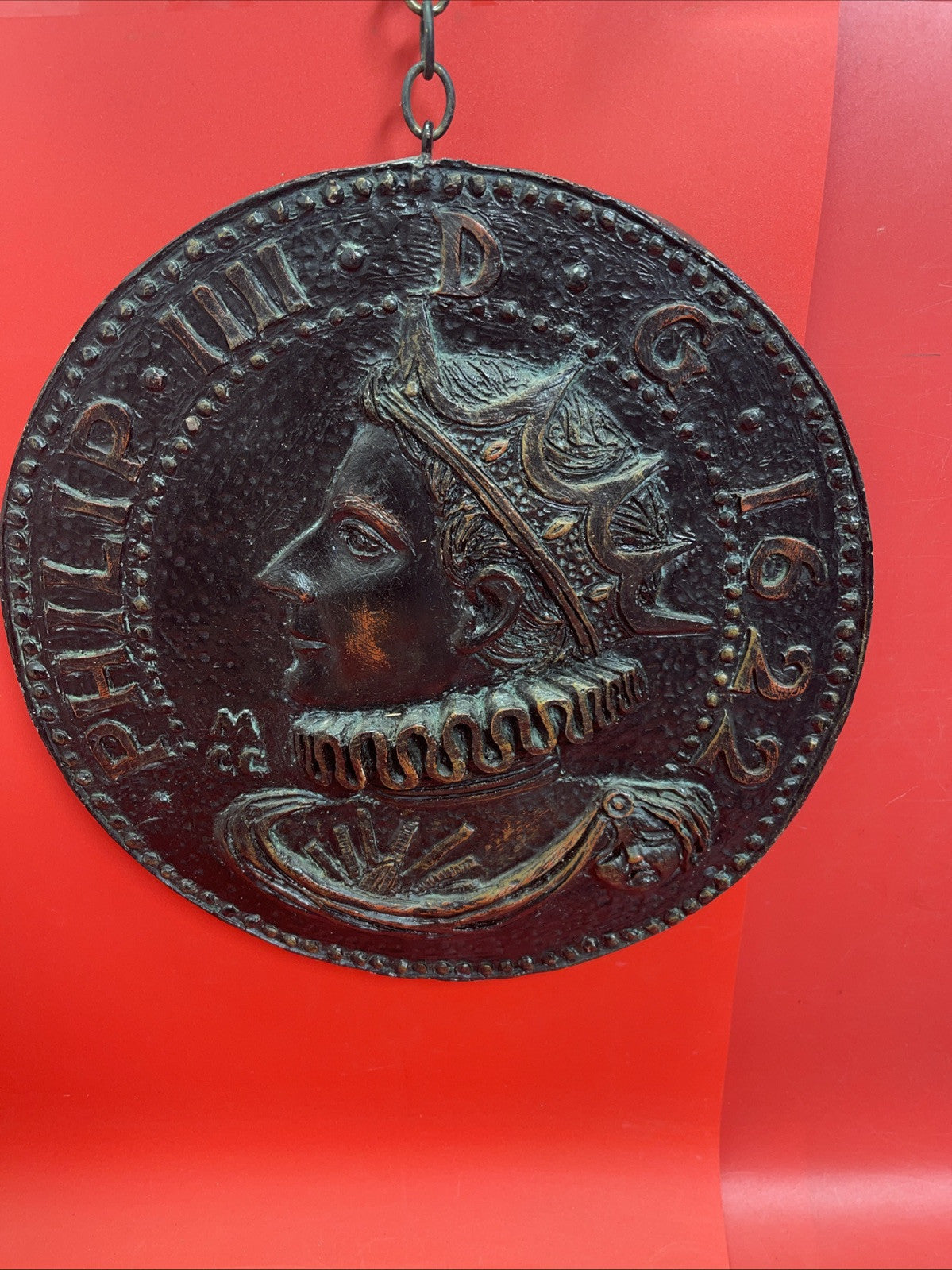 Rare Antique Spanish Medallion Wall Coin Plaques Spain King Mid Century Modern 
