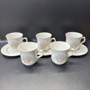 Sango Stoneware Chesapeake Set Of Cups (6pcs) And Saucers (3pcs)