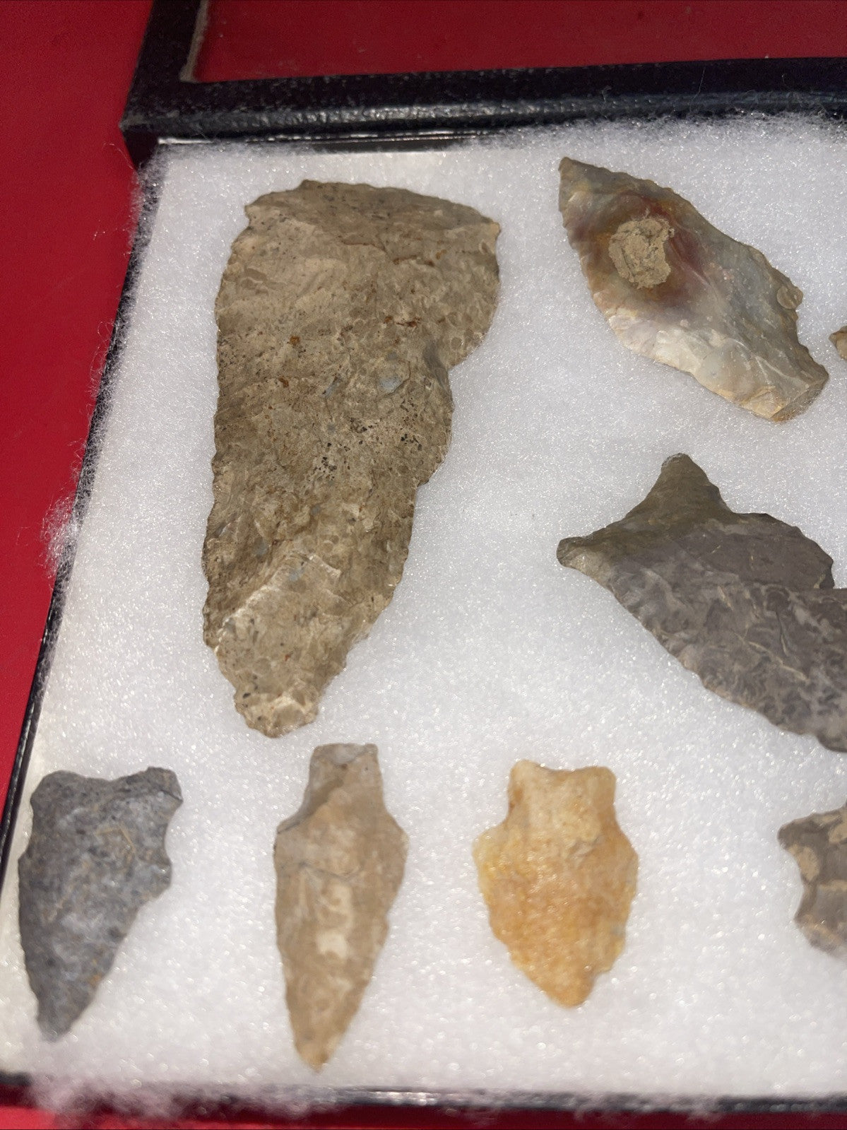 Native American Artifacts Lot 13 w/ Frame Arrowheads Collection 9”x7” Frame #22
