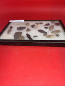 Native American Artifacts Lot 24 w/ Frame Arrowheads Collection 12”x8” Frame #13