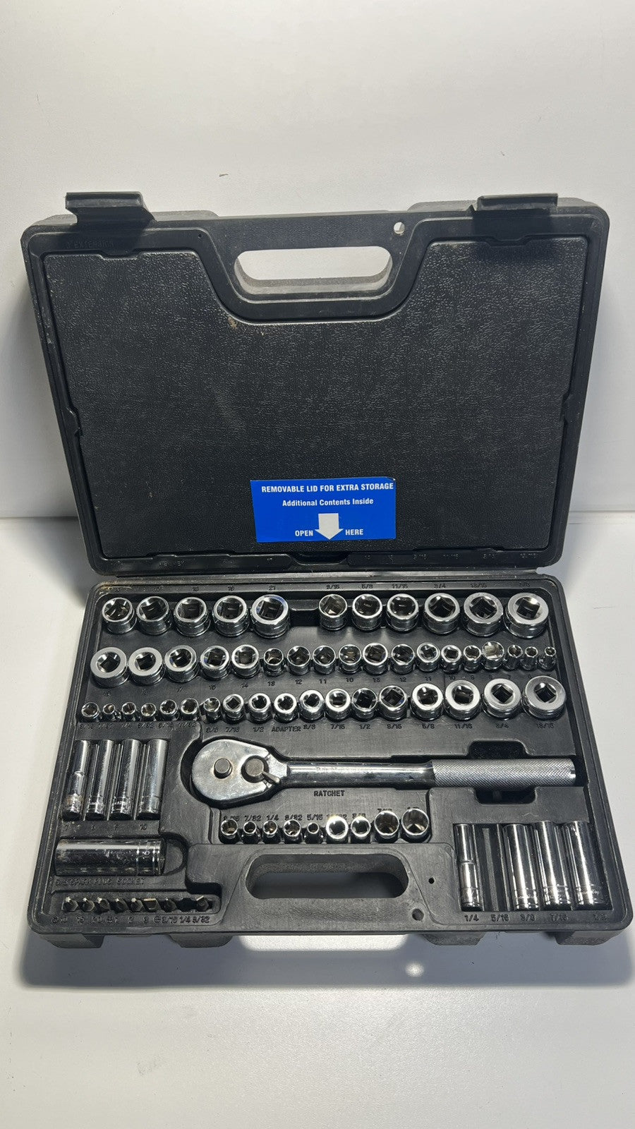 BenchTop 100-Piece Mechanics Tool Set. 1 Piece Lost