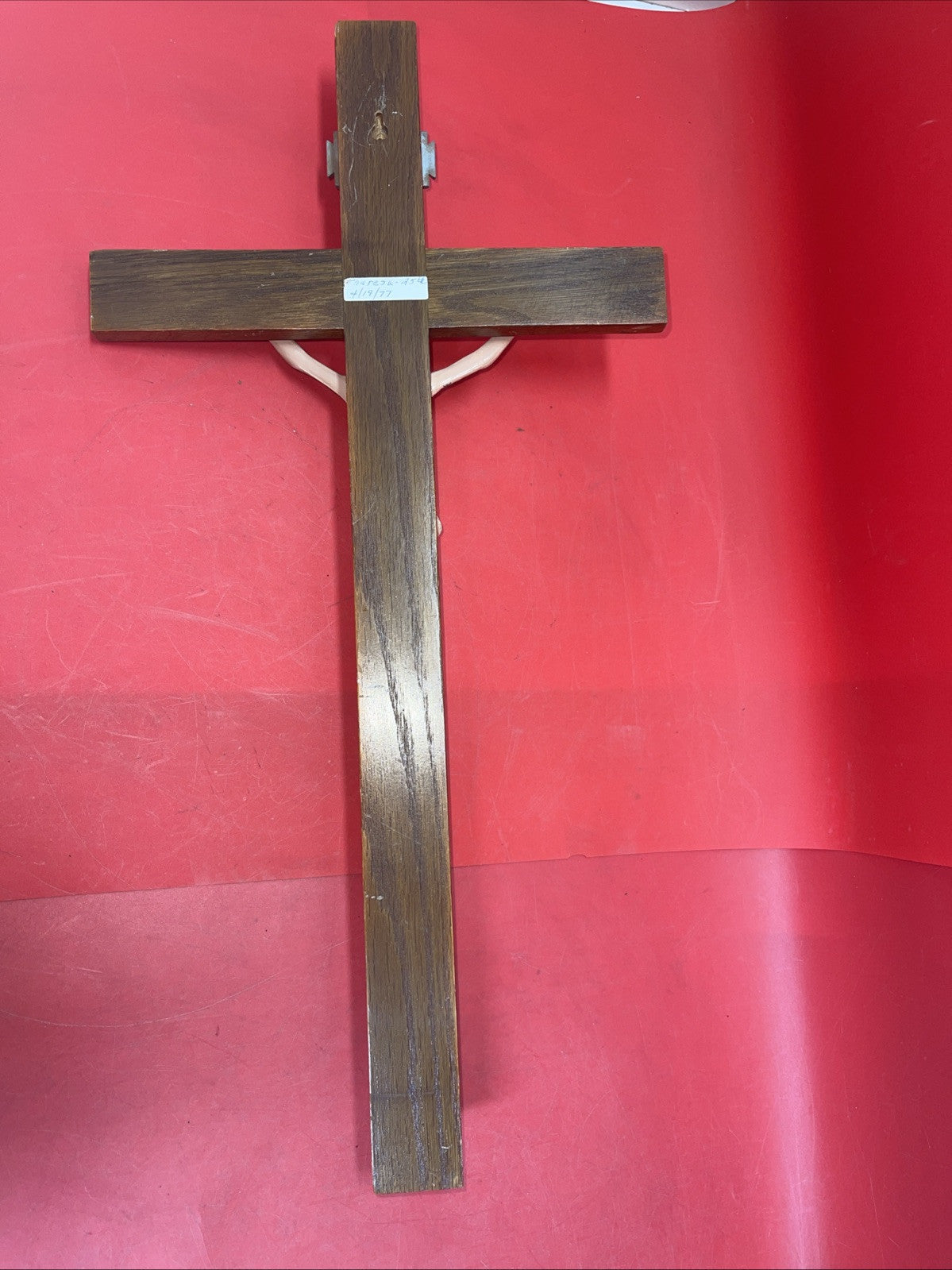 Vintage 24" Cross Crucifix Wood Jesus Christ Figurine
