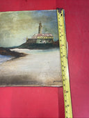 Original Vintage Nautical/Lighthouse Oil Painting By M.Paygla 10.5”x7.5”
