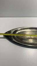 Vintage Silver-Plated Asian Fish Platter with Gold Trim - Made in China 18”x7.5”