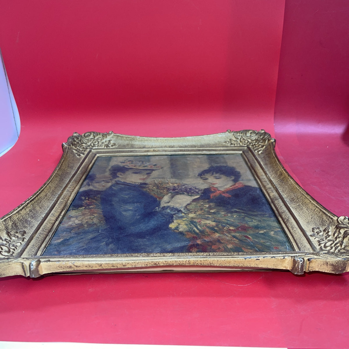 Vintage Wall Art Print Huldah Lady Portrait Mid Century  Wood Frame