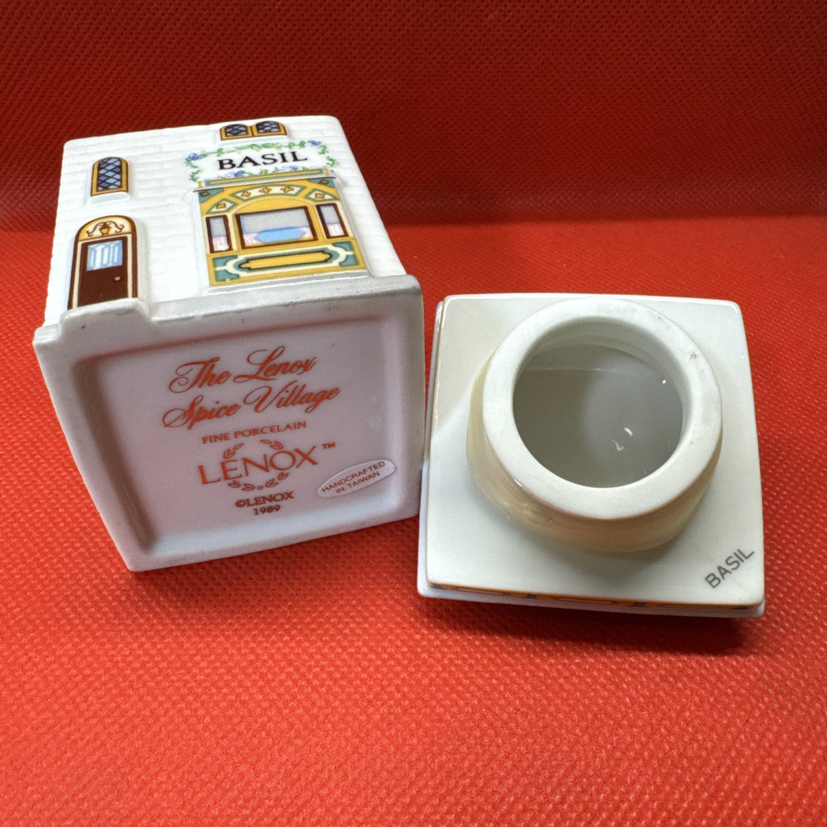 Vintage 1989 Lenox Spice Village BASIL Jar w/Lid