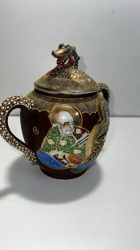 Vintage Japanese Satsuma Moriage Dragon Teapot – Hand Painted, 6” Tall
