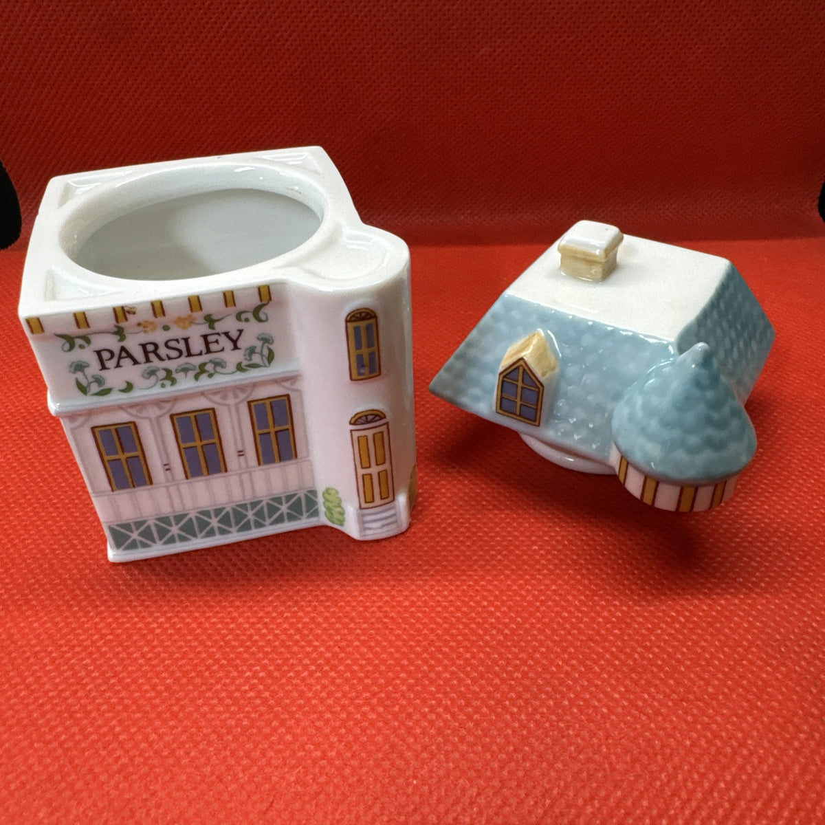 Vintage 1989 Lenox Spice Village PARSLEY Jar With Lid