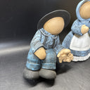 Amish Faceless Ceramic Shelf Sitter Boy & Girl Set Pair Hand Painted