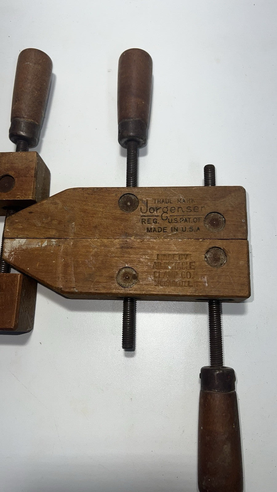 Trademark Jorgensen Set of  2 Adjustable Wooden Clamps Wood Screw, Size 3/0 USA