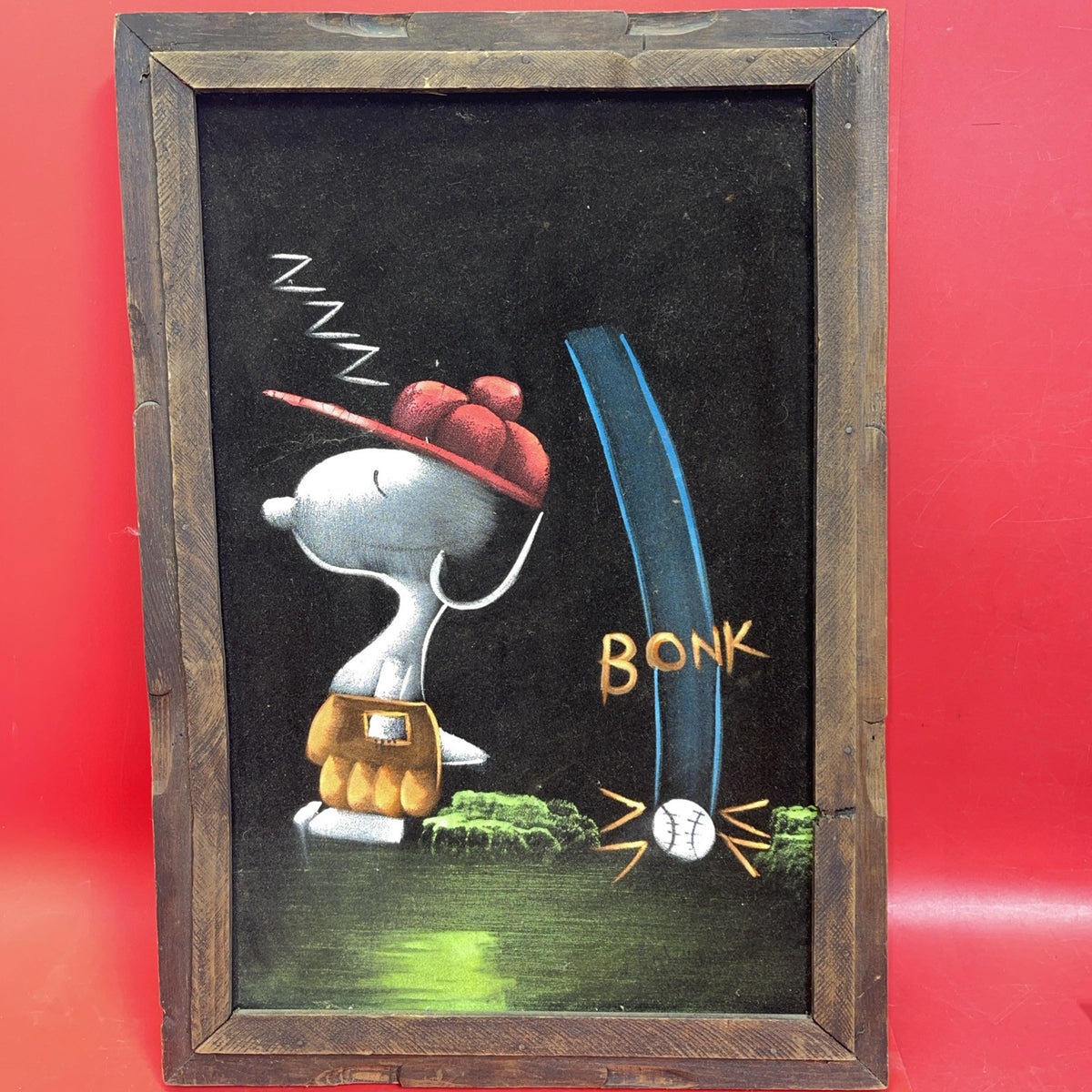 PEANUTS SNOOPY  Vintage Felt Painting 1980'S