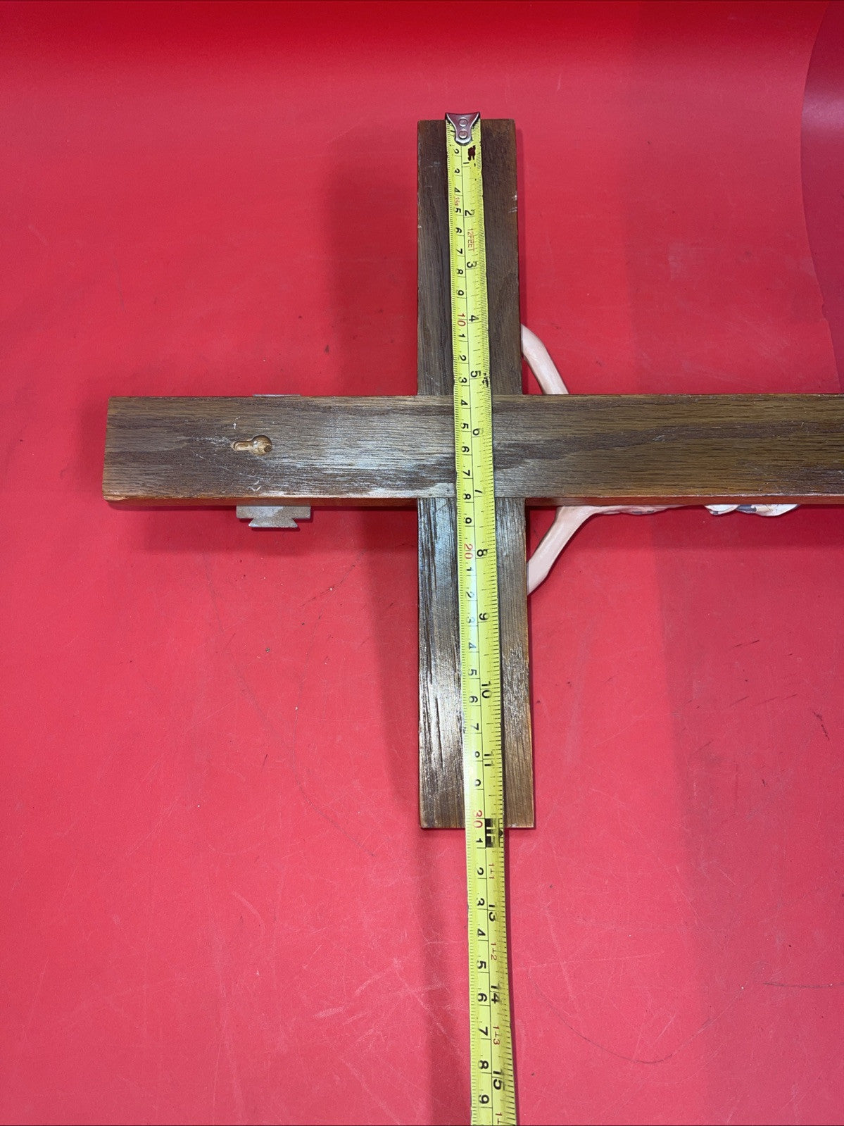 Vintage 24" Cross Crucifix Wood Jesus Christ Figurine