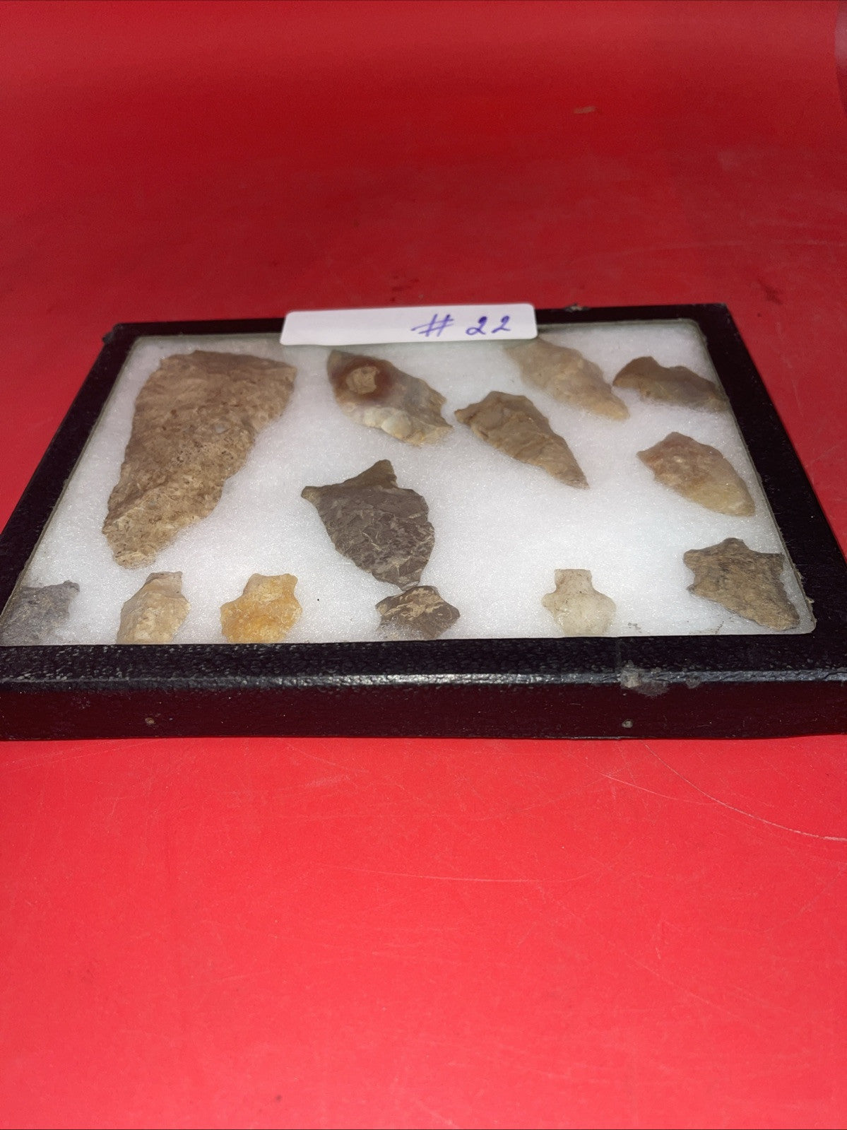 Native American Artifacts Lot 13 w/ Frame Arrowheads Collection 9”x7” Frame #22