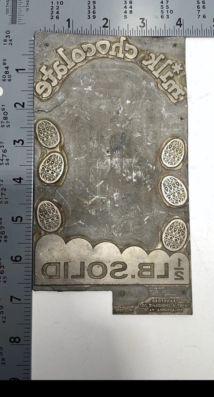 Antique Frankford Candy Chocolate Mold ½ LB Solid Bar Easter Eggs Design
