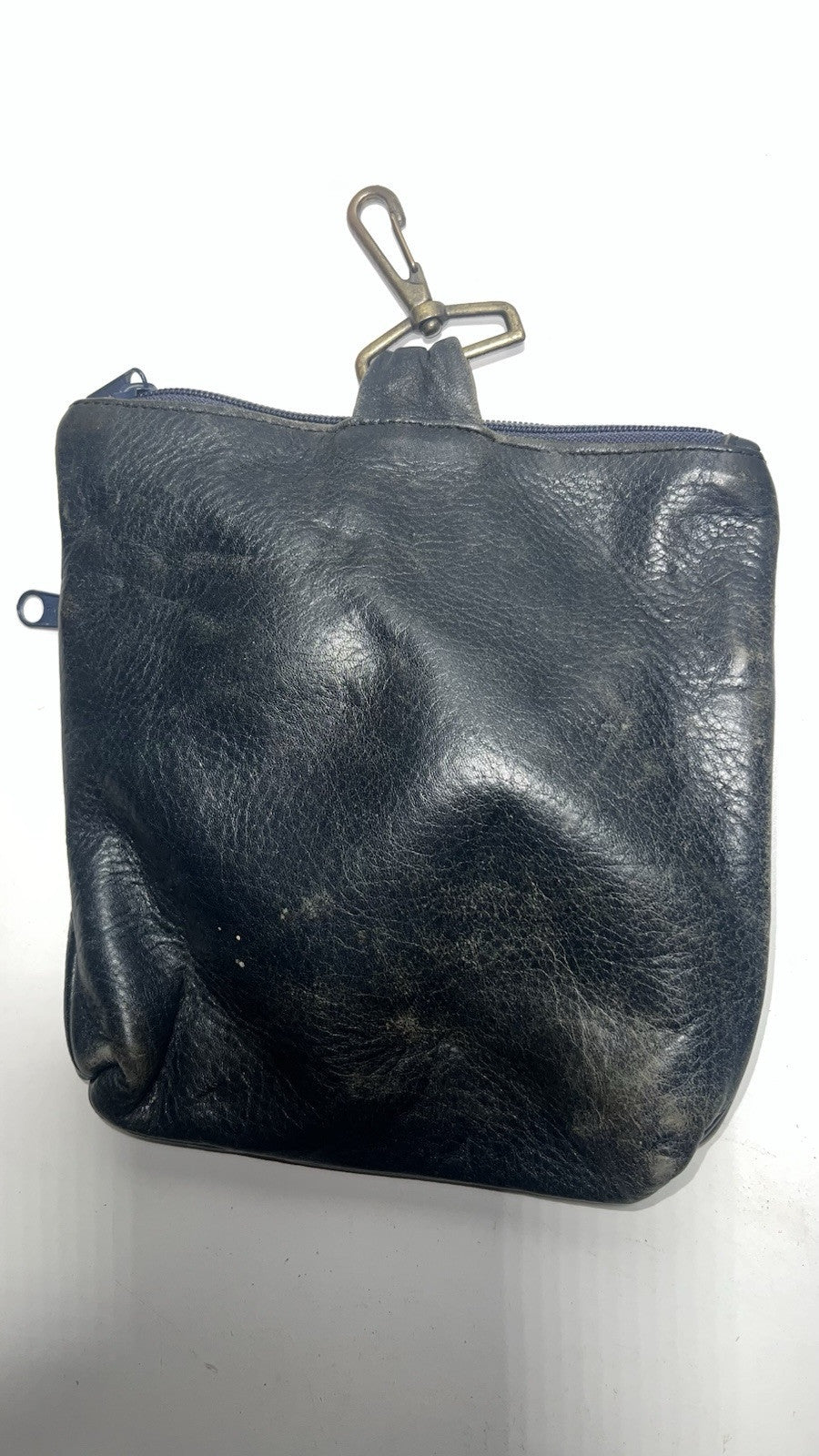 Vintage Leather Golf Pouch with Winged Ball and Clubs Embroidery