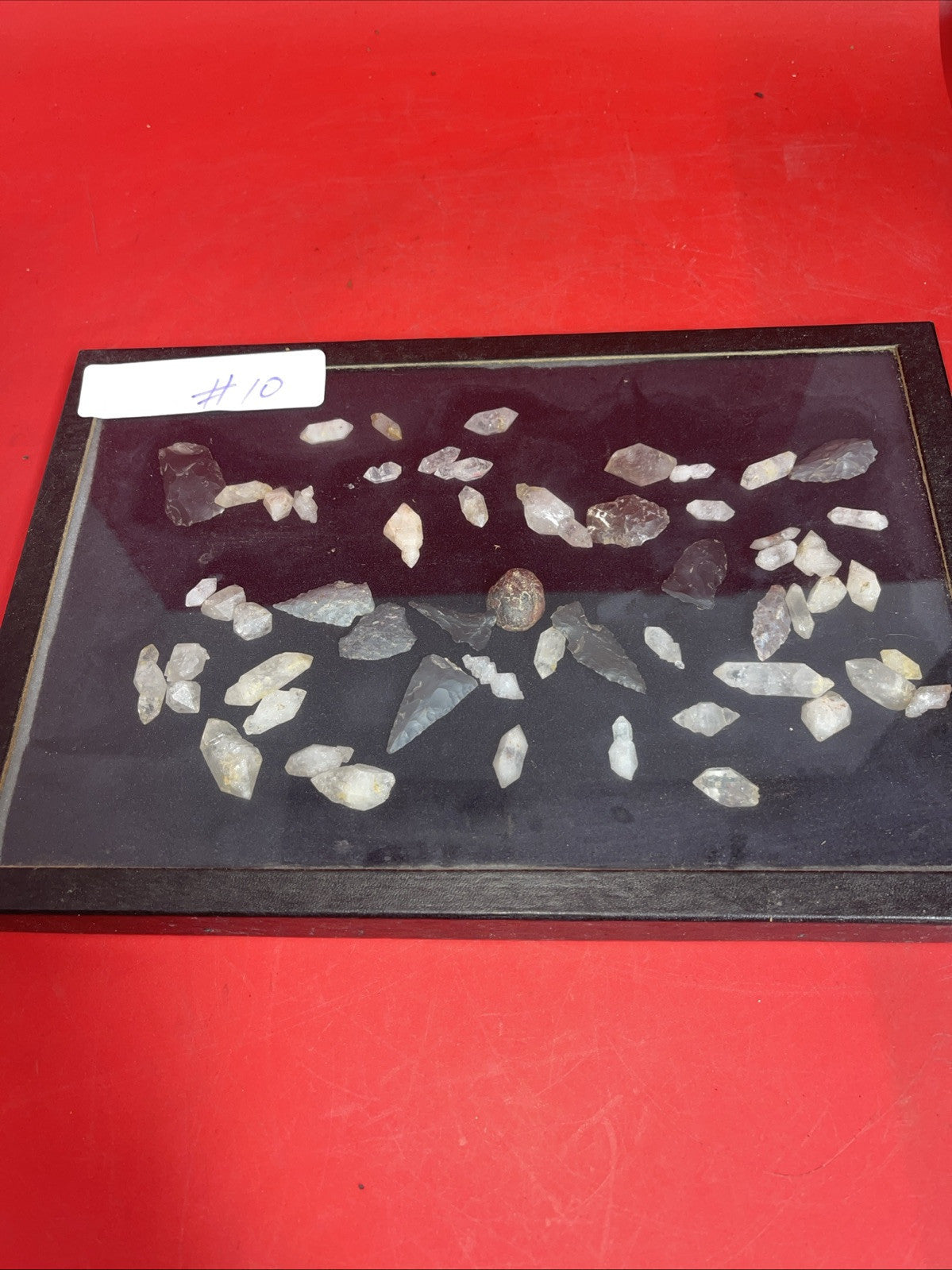 Native American Artifacts Lot / Frame Arrowheads Collection 12”x8” Frame #10