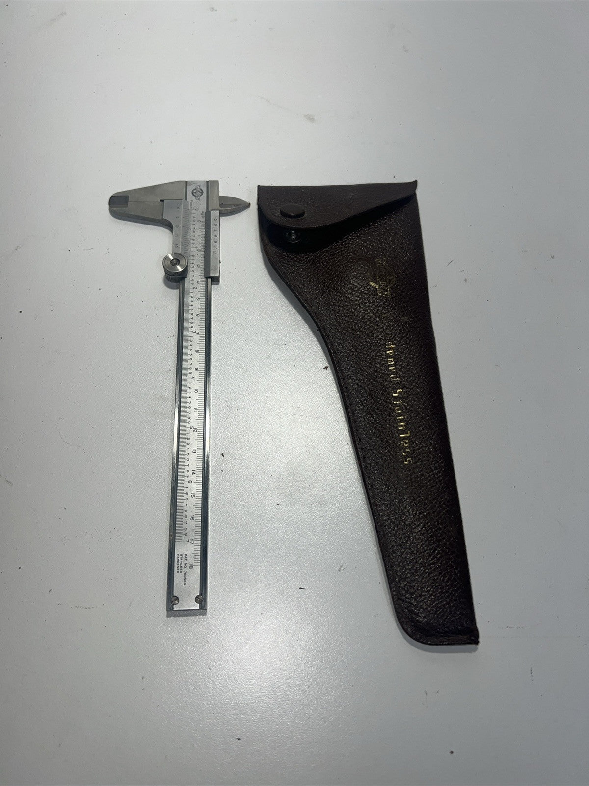 KANON VERNIER CALIPER W/ ORIGINAL POUCH HARDENED STAINLESS. 7inc
