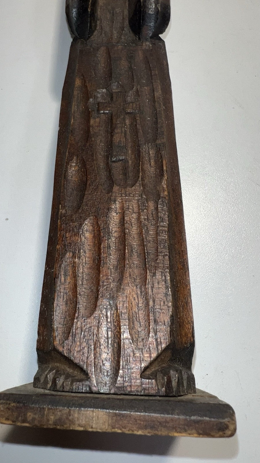 Vintage Hand-Carved Wooden Monk Statue 15” – Religious Folk Art Mexico