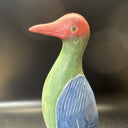 Hand Carved Wood And Clay Bird Sculpture 13” Tall