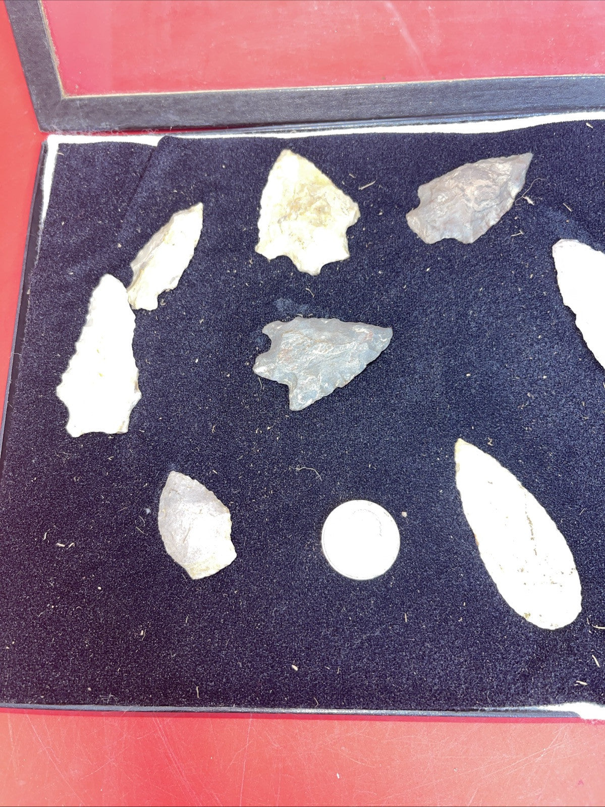 Native American Artifacts Lot 11 w/ Frame Arrowheads Collection 12”x8” Frame #14