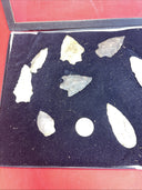 Native American Artifacts Lot 11 w/ Frame Arrowheads Collection 12”x8” Frame #14