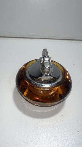 Vintage MCM Viking Glass Persimmon Orange Round Orb Tabletop Lighter