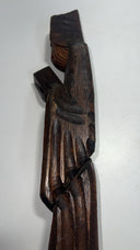 Vintage Hand-Carved Wooden Monk Statue 15” – Religious Folk Art Mexico