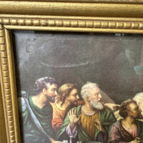 Jesus The Last Supper Picture A.P.Co.Chicago Religious With Wood Frame 15”x8”